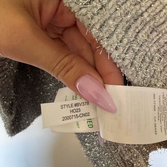 J. Crew Silver Gray Sparkle Crew Neck Sweater XS - Picture 5 of 6